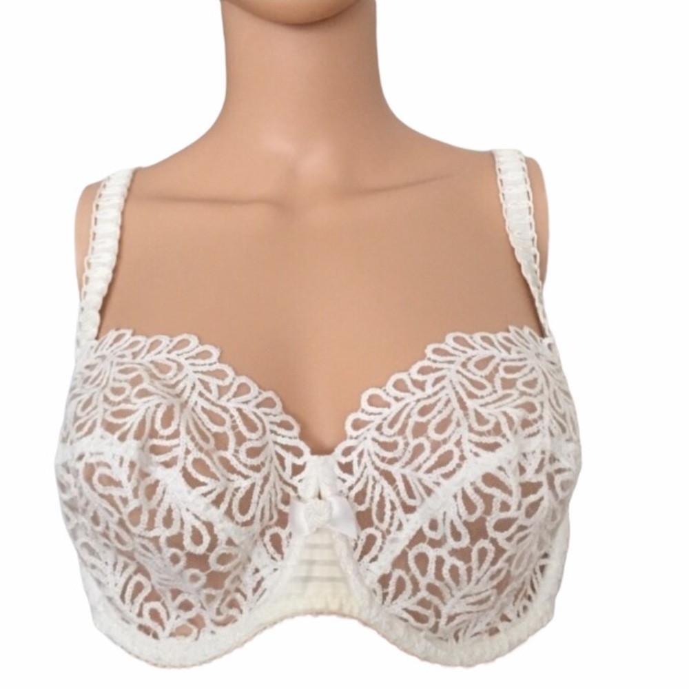 NWT Lejaby White Lace Bra Made in France Size 38C